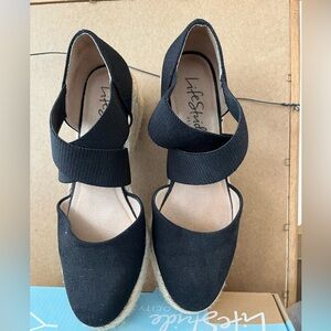 WOMEN’S LIFE STRIDE KEATON BLACK CANVAS ESPADRILLE SANDALS